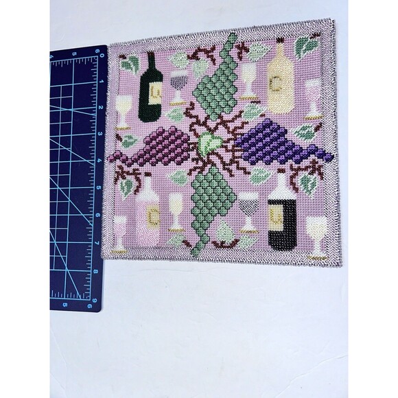 Handmade needlepoint beaded wine grapes champagne theme - Picture 13 of 13